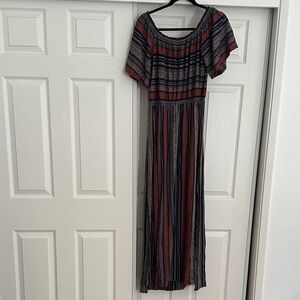 BCBGMaxAzria Black and Red Striped Maxi Dress